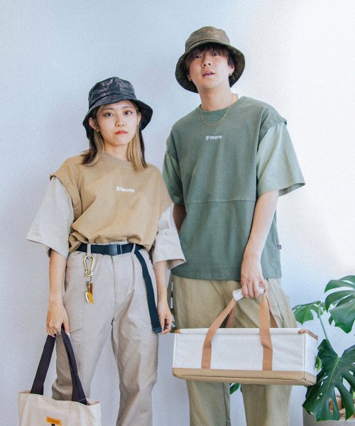 S'more(スモア)/【 S'more / 2WAY REMOVABLE SLEEVE COTTON CREW NECK BIG S/S T－SHIRT 】2WAYリムーバブルスリー/img01