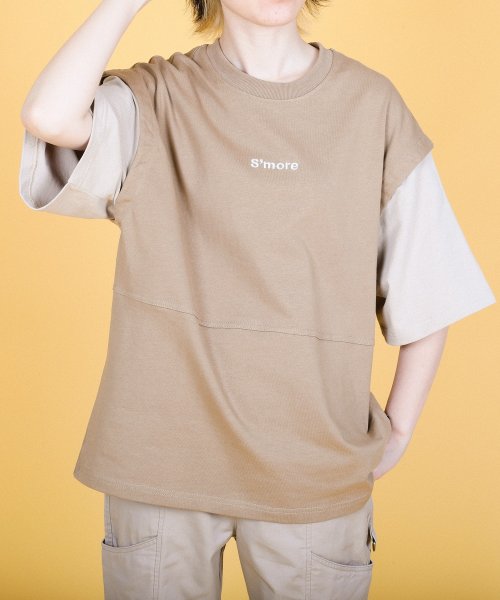 S'more(スモア)/【 S'more / 2WAY REMOVABLE SLEEVE COTTON CREW NECK BIG S/S T－SHIRT 】2WAYリムーバブルスリー/img05