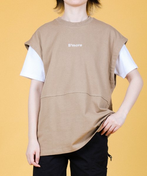 S'more(スモア)/【 S'more / 2WAY REMOVABLE SLEEVE COTTON CREW NECK BIG S/S T－SHIRT 】2WAYリムーバブルスリー/img06