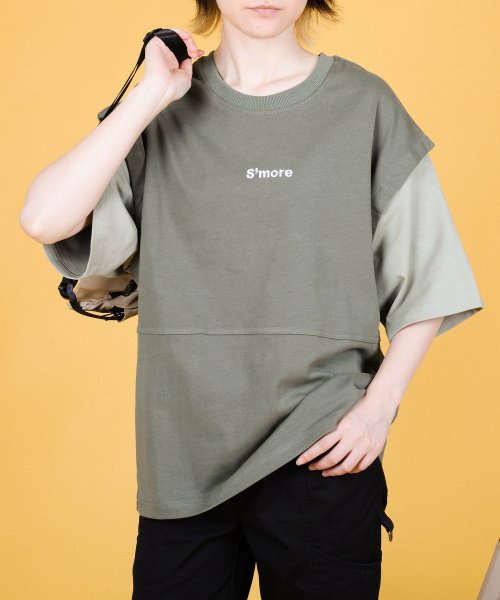 S'more(スモア)/【 S'more / 2WAY REMOVABLE SLEEVE COTTON CREW NECK BIG S/S T－SHIRT 】2WAYリムーバブルスリー/img13