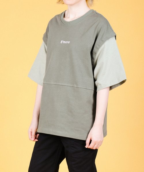 S'more(スモア)/【 S'more / 2WAY REMOVABLE SLEEVE COTTON CREW NECK BIG S/S T－SHIRT 】2WAYリムーバブルスリー/img15