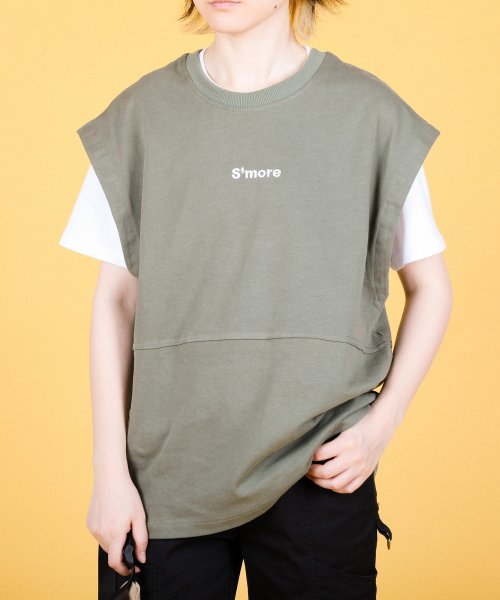 S'more(スモア)/【 S'more / 2WAY REMOVABLE SLEEVE COTTON CREW NECK BIG S/S T－SHIRT 】2WAYリムーバブルスリー/img16