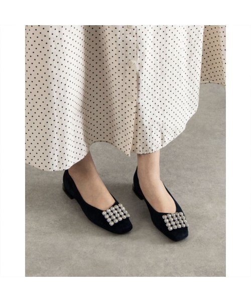 アシンメトリービジューフラットパンプス 