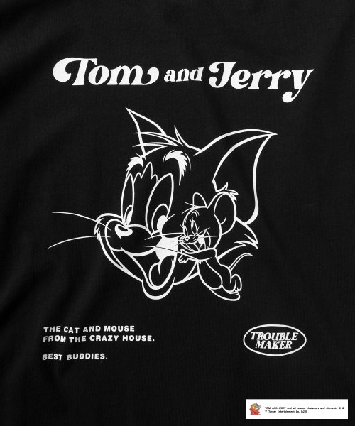 TOM＆JERRY(トムとジェリー)/【TOM＆JERRY/トムとジェリー】ワンポイントロゴ＆バックフェイスプリント レイヤードデザイン ビッグシルエット長袖Tシャツ/ オーバーサイズ/img05