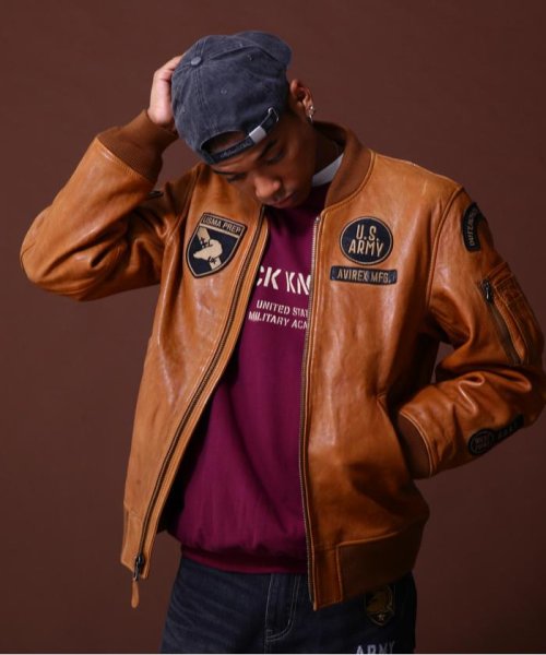 《COLLECTION》AGED LEATHER TYPE MA－1 JACKET WEST POI COLLECTION WEST