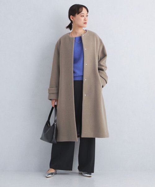 ［size SHORT/TALLあり］SENTDALE WOOL セントデールウール ノーカラー コート 着用サイズ：M label my size SHORT あり B78 W56 H80