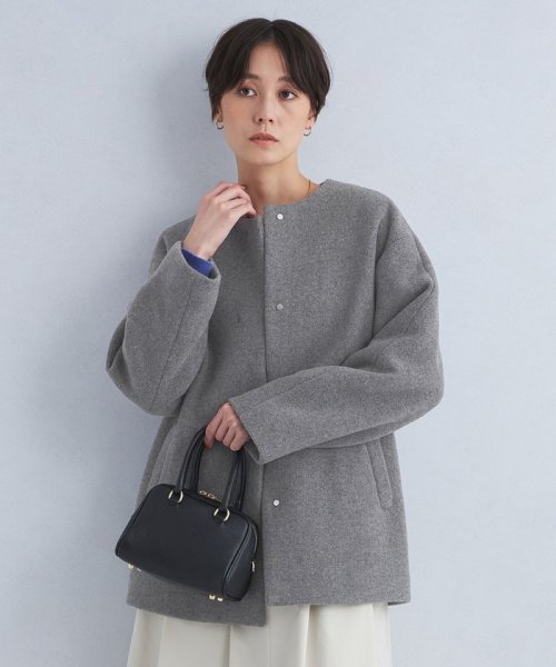 SENTDALE WOOL セントデールウール ノーカラー ミドル コート B80 W58 H86 着用サイズ：M