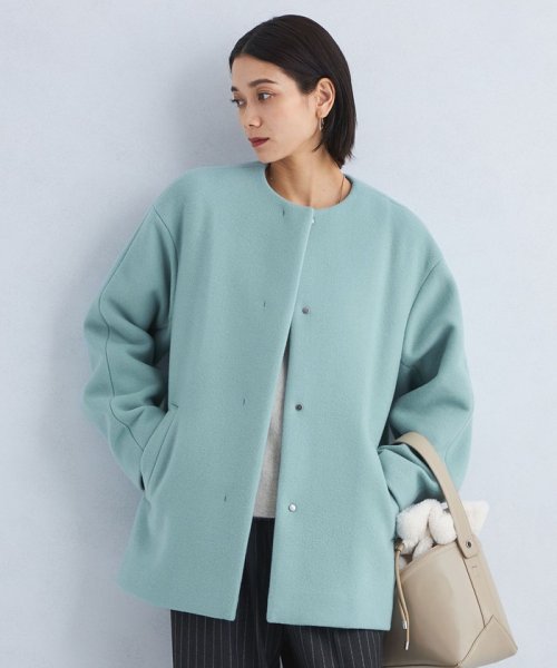 SENTDALE WOOL セントデールウール ノーカラー ミドル コート B80 W58 H86 着用サイズ：M