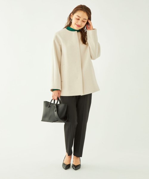 SENTDALE WOOL セントデールウール ノーカラー ミドル コート B80 W58 H86 着用サイズ：M