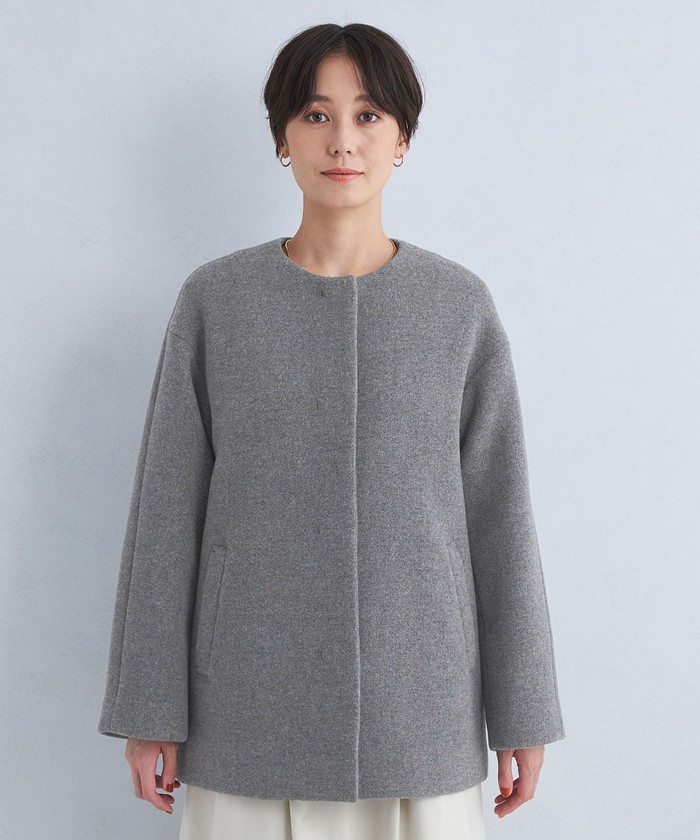 SENTDALE WOOL セントデールウール ノーカラー ミドル コート