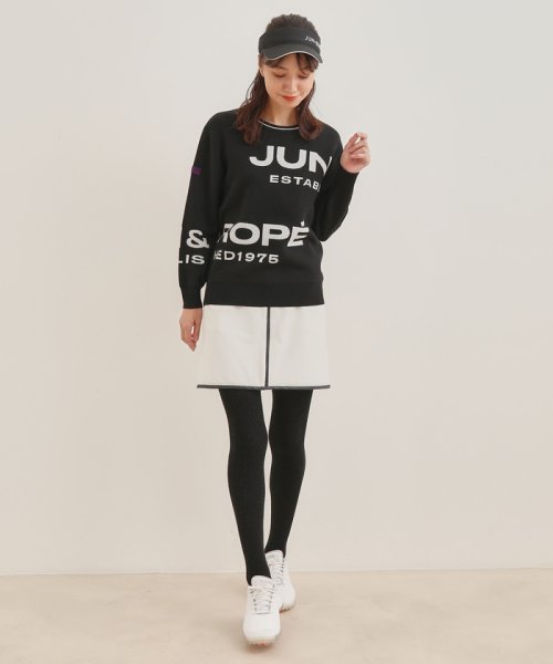JUN and ROPE(ジュン＆ロペ)/【保温】【吸湿発熱】レザーアクセント使いAラインスカート/img01