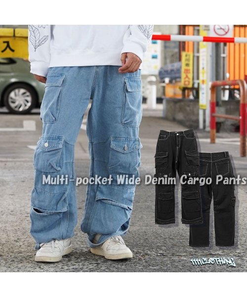 セール】デニムパンツ メンズ デニム カーゴパンツ レディース ワイド 