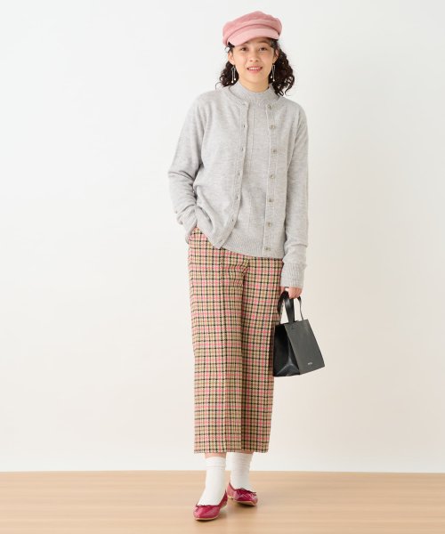 【お出かけ服】後ろウエストゴム のびのびチェックのクロップドパンツ【MIROGLIO LANA】 