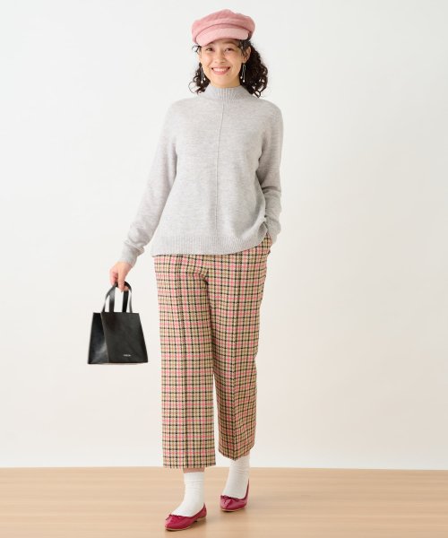 【お出かけ服】後ろウエストゴム のびのびチェックのクロップドパンツ【MIROGLIO LANA】 