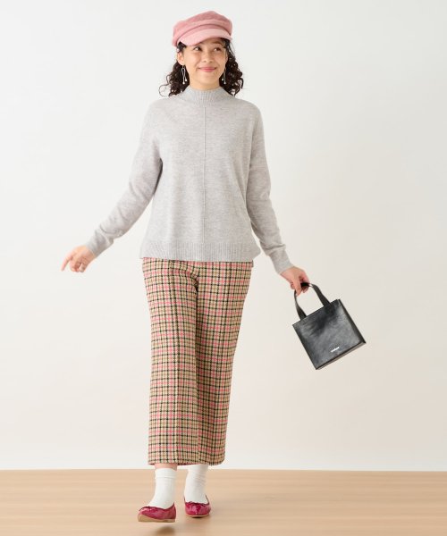 【お出かけ服】後ろウエストゴム のびのびチェックのクロップドパンツ【MIROGLIO LANA】 