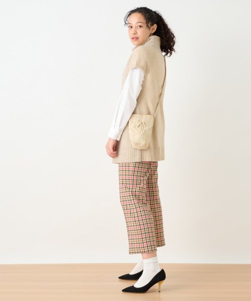 【お出かけ服】後ろウエストゴム のびのびチェックのクロップドパンツ【MIROGLIO LANA】 