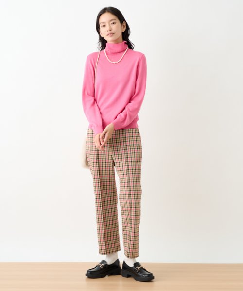 【お出かけ服】後ろウエストゴム のびのびチェックのクロップドパンツ【MIROGLIO LANA】 