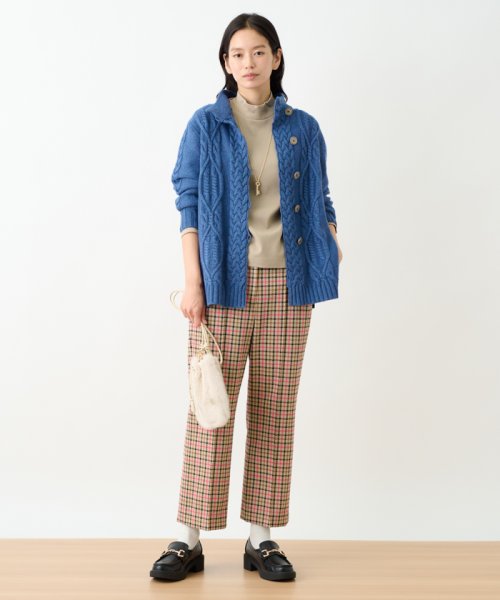 【お出かけ服】後ろウエストゴム のびのびチェックのクロップドパンツ【MIROGLIO LANA】 