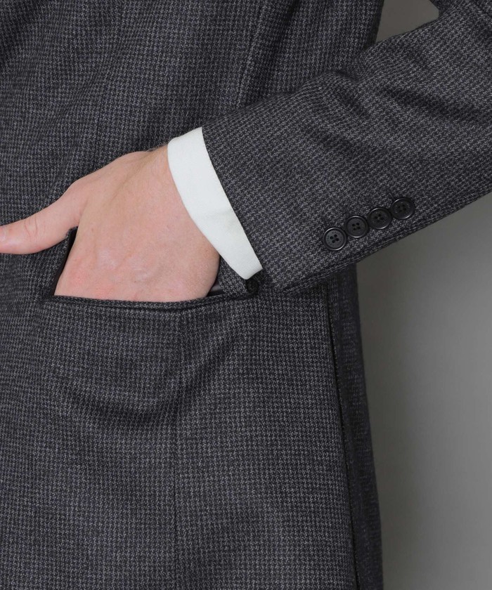 BY ハウンドトゥース＆チェック ルーズジャケット FLEX JERSEY】ハウンドトゥースセットアップジャケット(505489960