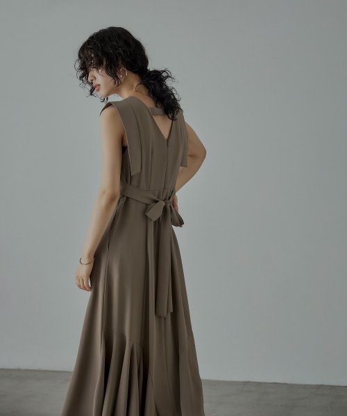 niana ニアナ 結婚式 ワンピース パーティードレス バックオープン バックリボン ロング丈 ノースリーブ オケージョン 1.5次会 春夏 秋冬 二次会 謝 ニアナ 二次会 5cm