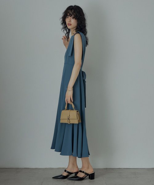 niana ニアナ 結婚式 ワンピース パーティードレス バックオープン バックリボン ロング丈 ノースリーブ オケージョン 1.5次会 春夏 秋冬 二次会 謝 ニアナ 二次会 5cm