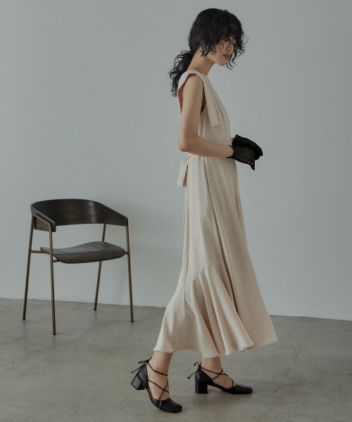 niana ニアナ 結婚式 ワンピース パーティードレス バックオープン バックリボン ロング丈 ノースリーブ オケージョン 1.5次会 春夏 秋冬 二次会 謝 ニアナ 二次会 5cm