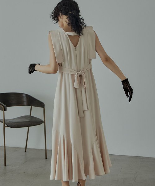 niana ニアナ 結婚式 ワンピース パーティードレス バックオープン バックリボン ロング丈 ノースリーブ オケージョン 1.5次会 春夏 秋冬 二次会 謝 ニアナ 二次会 5cm