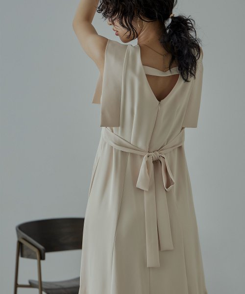 niana ニアナ 結婚式 ワンピース パーティードレス バックオープン バックリボン ロング丈 ノースリーブ オケージョン 1.5次会 春夏 秋冬 二次会 謝 ニアナ 二次会 5cm