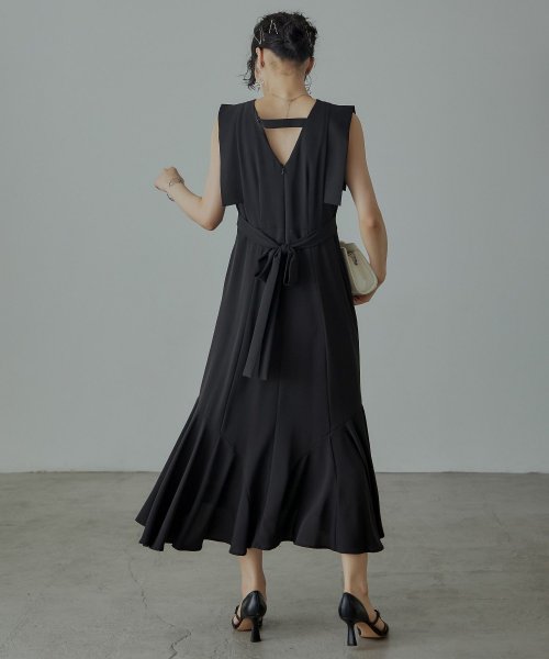 niana ニアナ 結婚式 ワンピース パーティードレス バックオープン バックリボン ロング丈 ノースリーブ オケージョン 1.5次会 春夏 秋冬 二次会 謝 ニアナ 二次会 5cm