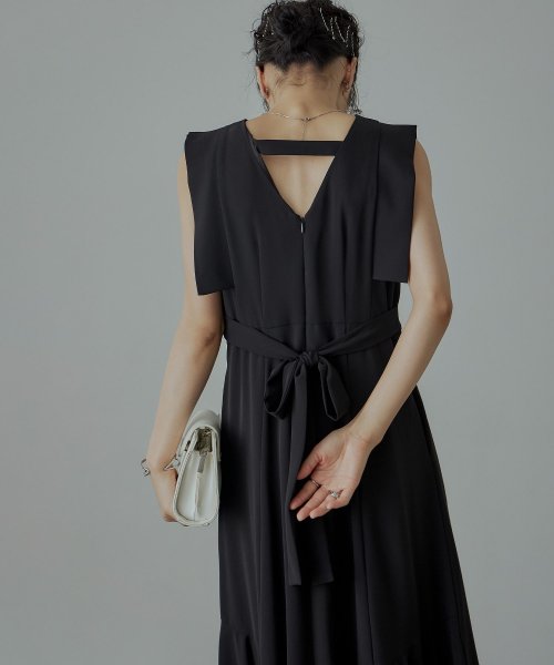 niana ニアナ 結婚式 ワンピース パーティードレス バックオープン バックリボン ロング丈 ノースリーブ オケージョン 1.5次会 春夏 秋冬 二次会 謝 ニアナ 二次会 5cm