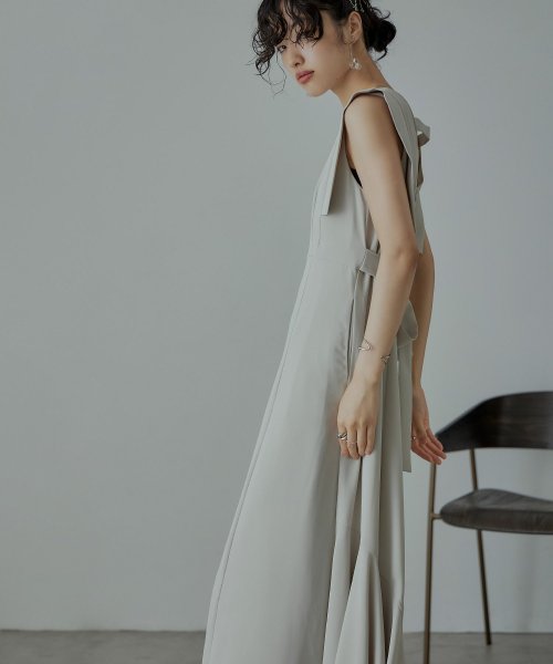 niana ニアナ 結婚式 ワンピース パーティードレス バックオープン バックリボン ロング丈 ノースリーブ オケージョン 1.5次会 春夏 秋冬 二次会 謝 ニアナ 二次会 5cm