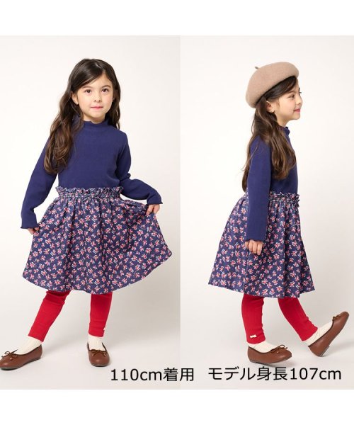 moujonjon(ムージョンジョン)/【子供服】 moujonjon (ムージョンジョン) テレコハイネック花柄切替ワンピース 80cm～140cm M60304/img09