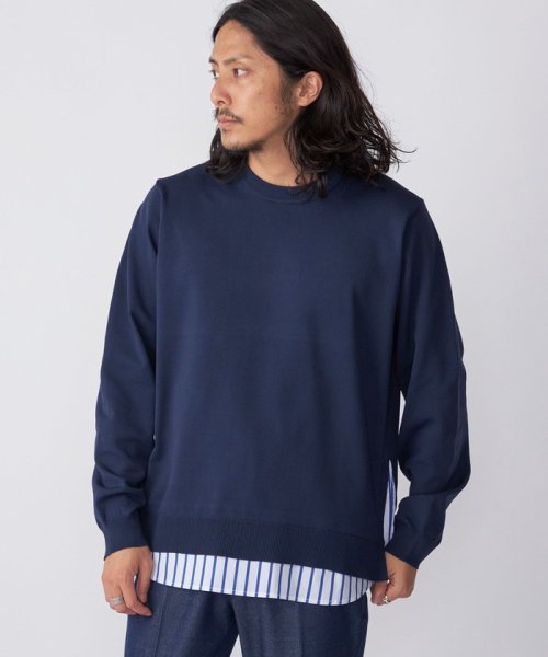 SHIPS MEN(シップス　メン)/*SHIPS:〈手洗い可能〉シャツ レイヤード クルーネック ニット/img22