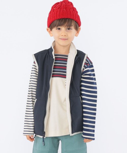 SHIPS KIDS(シップスキッズ)/SHIPS KIDS:100～130cm /〈撥水/手洗い可能〉ボア リバーシブル ベスト/img02