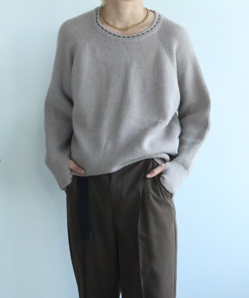 aimoha(aimoha（アイモハ）)/aimoha men 刺繍ステッチワイドバルーンスリーブ セーター/img02