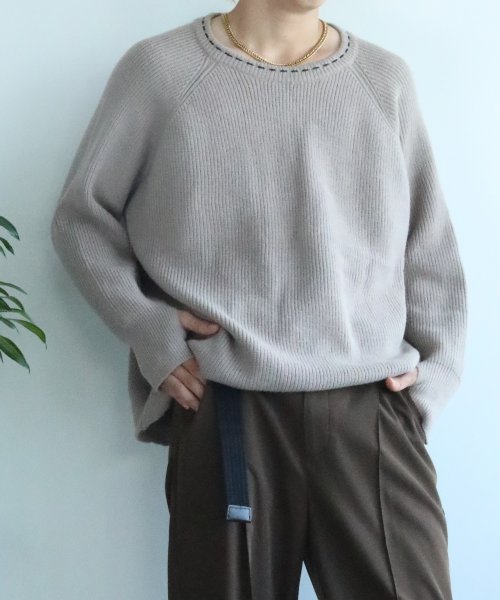 aimoha(aimoha（アイモハ）)/aimoha men 刺繍ステッチワイドバルーンスリーブ セーター/img05