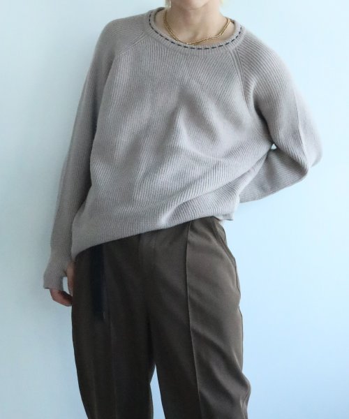 aimoha(aimoha（アイモハ）)/aimoha men 刺繍ステッチワイドバルーンスリーブ セーター/img10