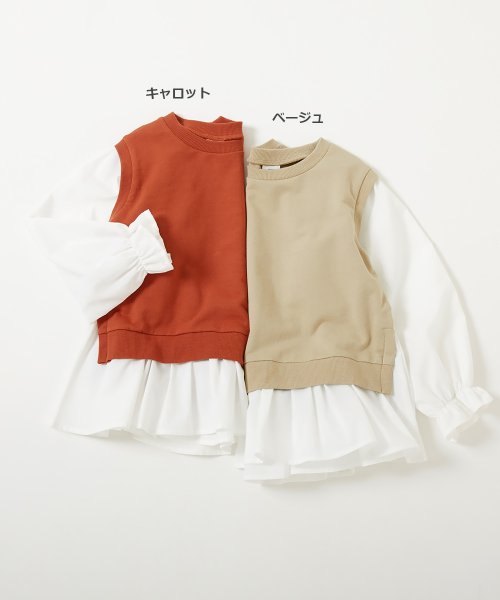 devirock(デビロック)/ベストドッキング風 長袖Tシャツ 子供服 キッズ 女の子 トップス 長袖Tシャツ ロンT 綿100% 吸汗/img02