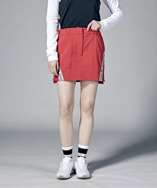 【神谷そらプロ着用｜ENVOY】はっ水ストレッチサイドロゴラインスリットスカート(38cm丈)【アウトレット】 