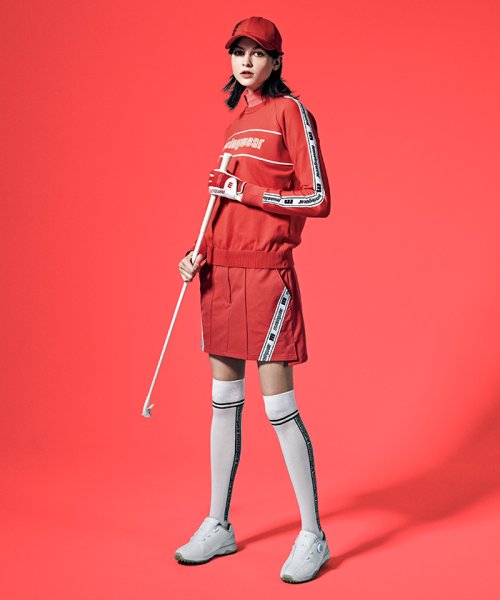 【神谷そらプロ着用｜ENVOY】はっ水ストレッチサイドロゴラインスリットスカート(38cm丈)【アウトレット】 