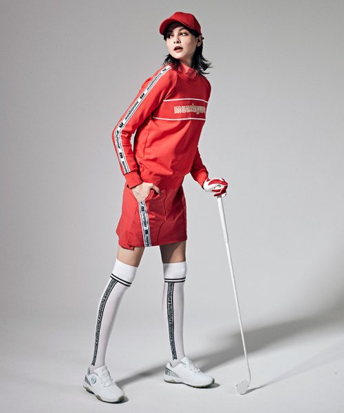 【神谷そらプロ着用｜ENVOY】はっ水ストレッチサイドロゴラインスリットスカート(38cm丈)【アウトレット】 