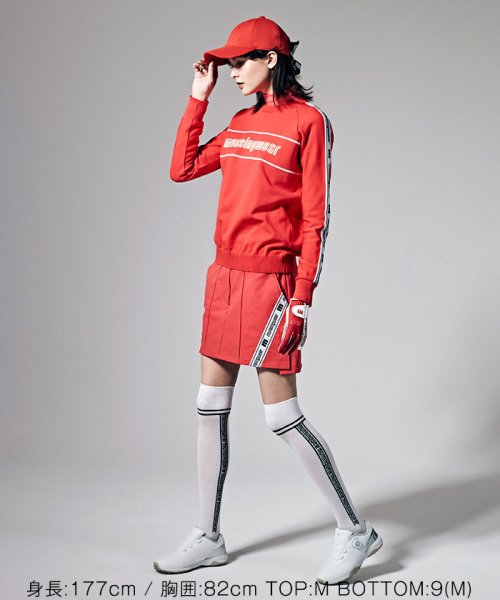 【神谷そらプロ着用｜ENVOY】はっ水ストレッチサイドロゴラインスリットスカート(38cm丈)【アウトレット】 