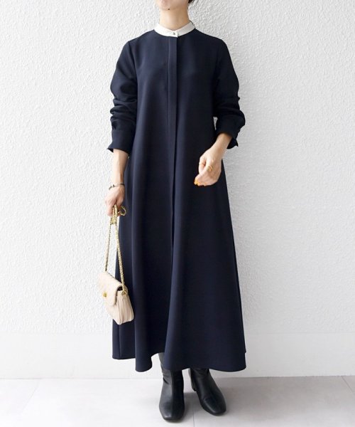 SHIPS any WOMEN(シップス　エニィ　ウィメン)/SHIPS any:〈洗濯機可能〉ダブルクロス Aライン シャツワンピース［NAVY BLUE］/img33