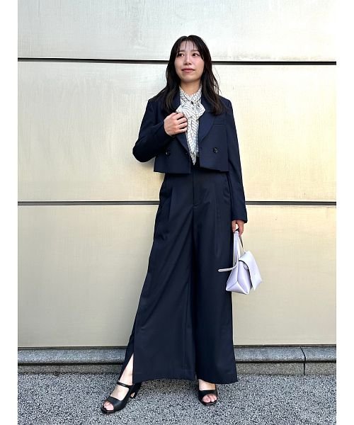 【ドラマ着用商品】ボックスクロップドジャケット 裏地 表地 ブラウン