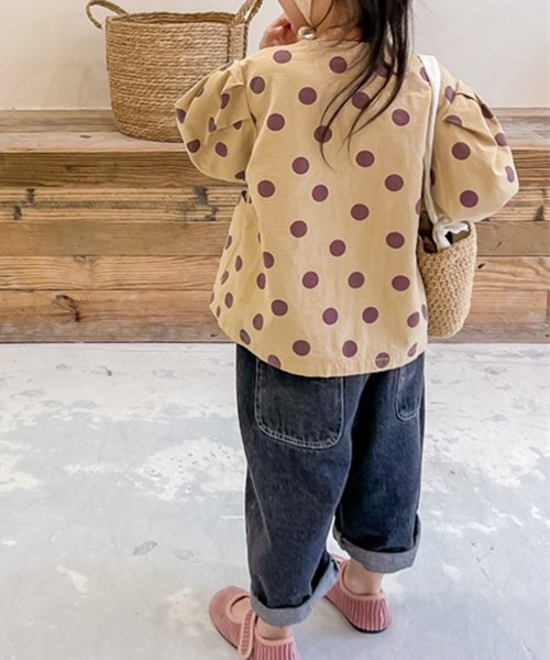 aimoha(aimoha（アイモハ）)/aimoha－KIDS－ 韓国子供服　タク入りボリューム袖水玉模様ブラウス/img10