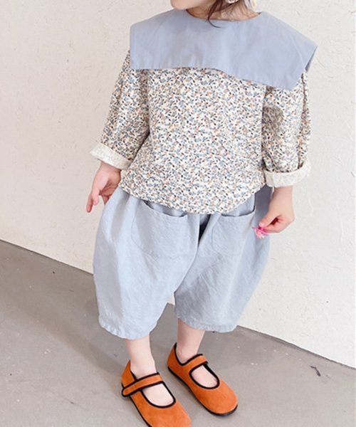 aimoha(aimoha（アイモハ）)/aimoha－KIDS－ 韓国子供服　かわいいガーリー風セーラーカラー小花柄ブラウス/img03