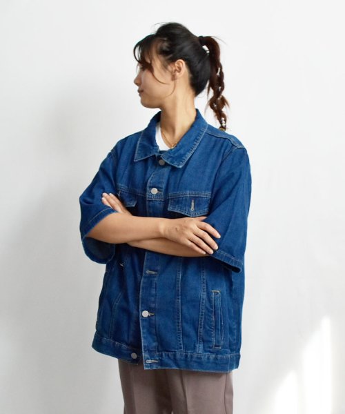 ARGO TOKYO(アルゴトウキョウ)/Half Sleeve Denim Jacket 21105 ハーフスリーブデニムジャケット　デニムジャケット　デニムシャツ　ハーフスリーブ　ライトアウター　オ/img04