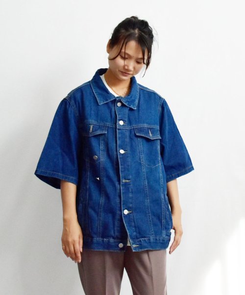 ARGO TOKYO(アルゴトウキョウ)/Half Sleeve Denim Jacket 21105 ハーフスリーブデニムジャケット　デニムジャケット　デニムシャツ　ハーフスリーブ　ライトアウター　オ/img10