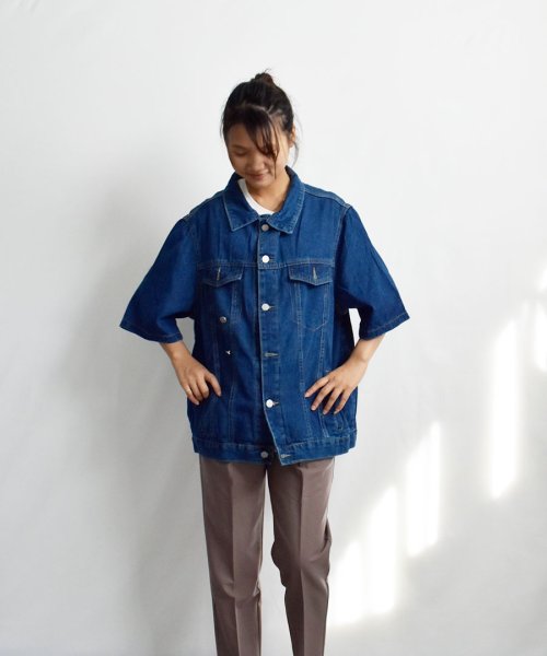 ARGO TOKYO(アルゴトウキョウ)/Half Sleeve Denim Jacket 21105 ハーフスリーブデニムジャケット　デニムジャケット　デニムシャツ　ハーフスリーブ　ライトアウター　オ/img13