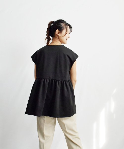 ARGO TOKYO(アルゴトウキョウ)/Pearl Button French Sleeve Hem Gather Tops 24094 パールボタンフレンチスリーブヘムギャザートップス　ギャザートッ/img31